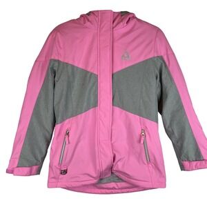 Gerry Girls Pink Grey Hooded Ski Jacket Winter Coat Size L 14/16